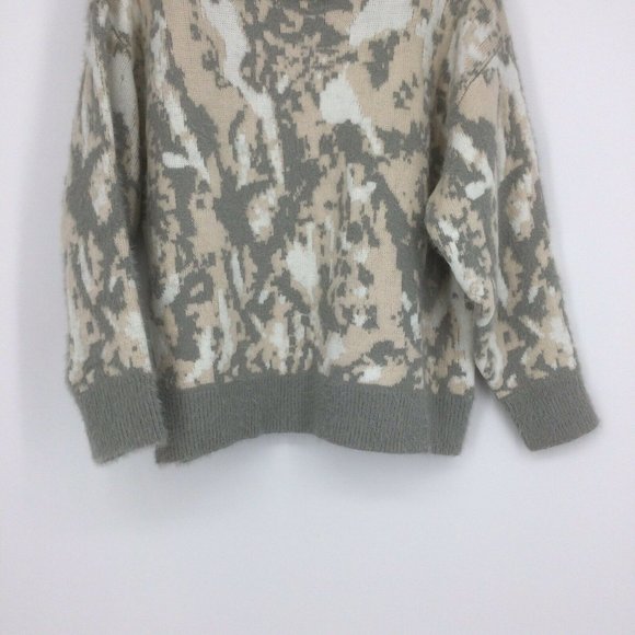 FRNCH Pink Grey Camo Print Oversized Crew Neck Sweater Size Small/Medium - Picture 4 of 7